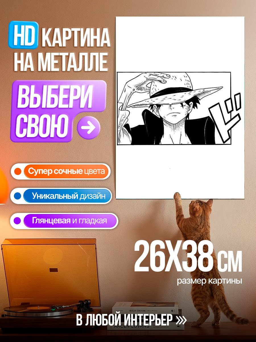 Картина на металле Манки Д. Луффи в шляпе