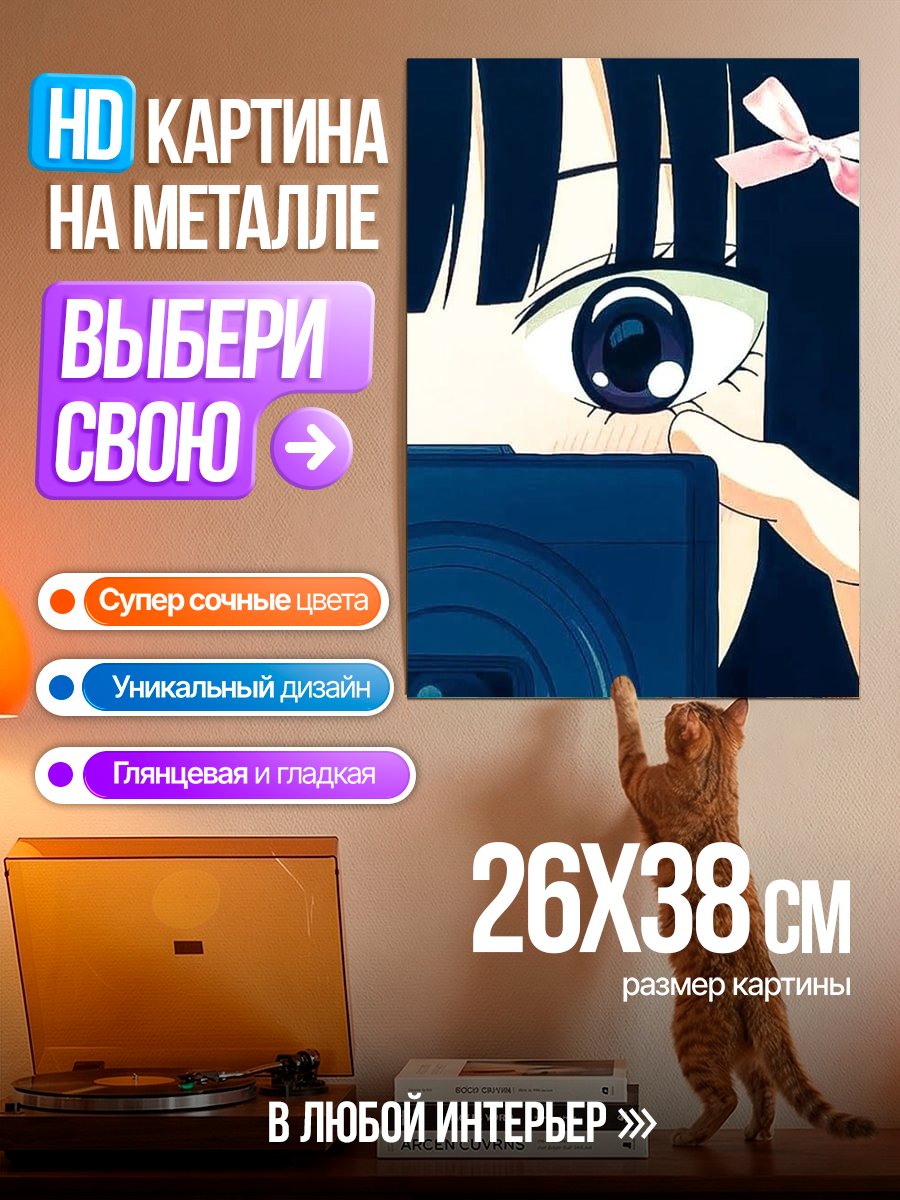 Картина на металле Девушка с камерой
