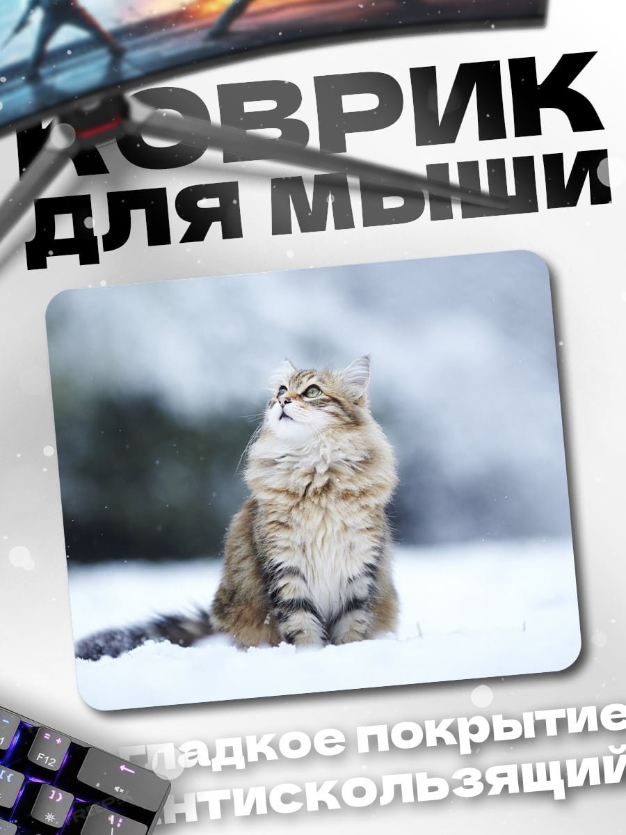 Коврик кот в снегу