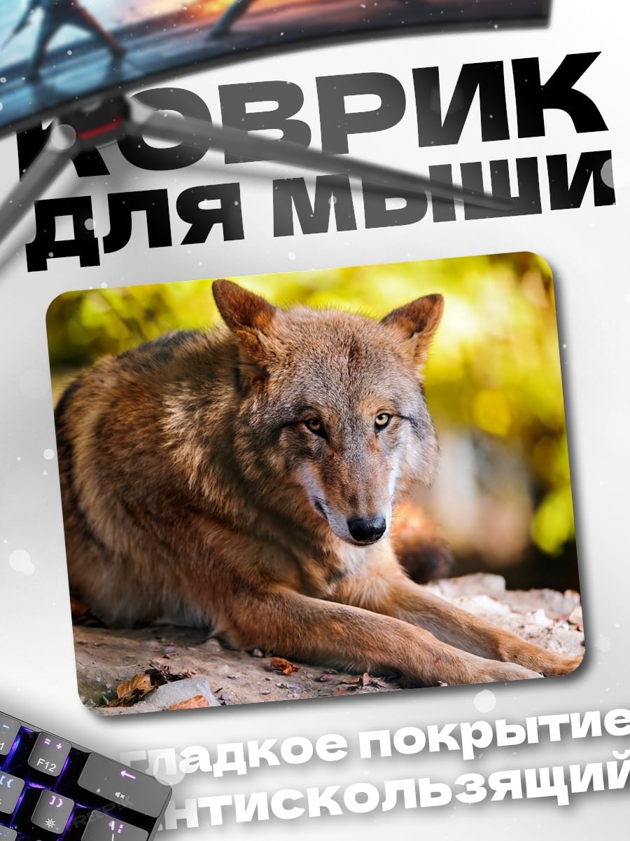 Коврик Волк в лесу