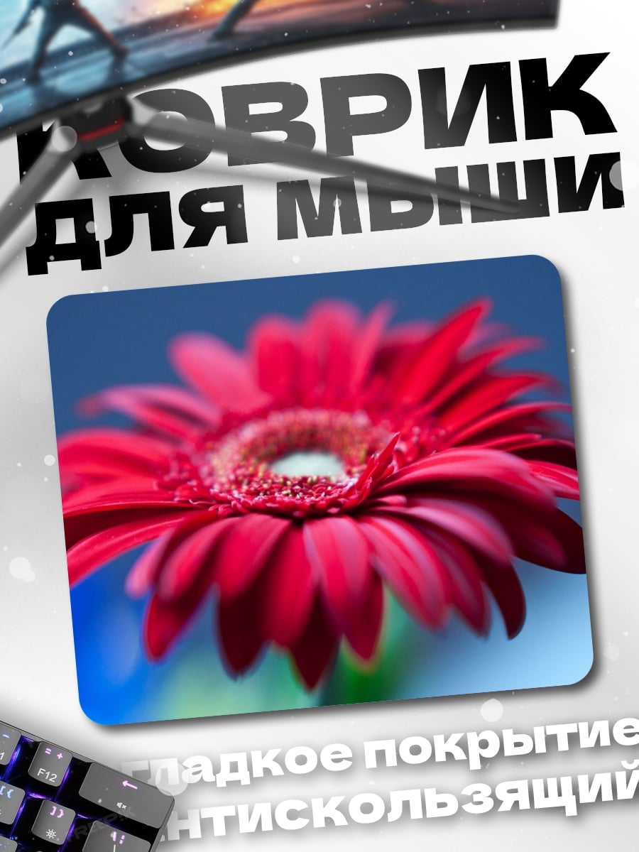 Коврик Красная гербера крупным планом