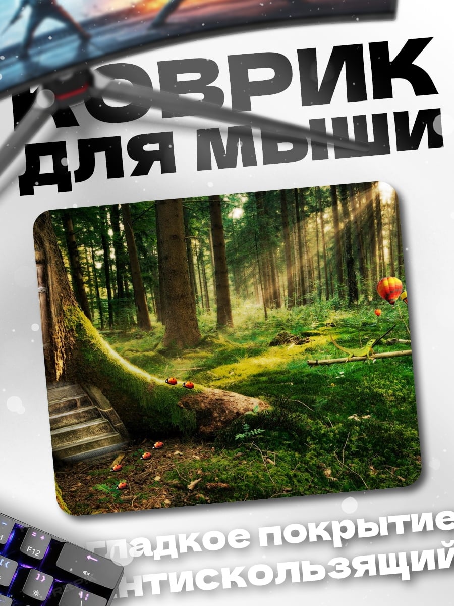 Коврик Лесная дверь в дереве