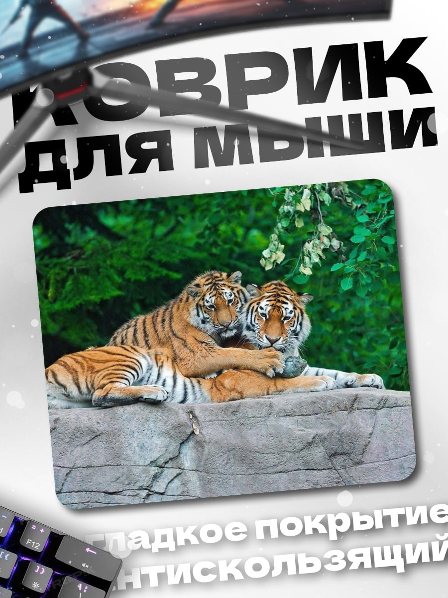 Коврик Два тигра лежа
