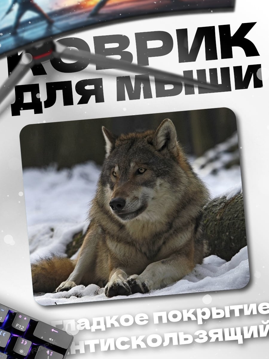 Коврик Волк в снегу