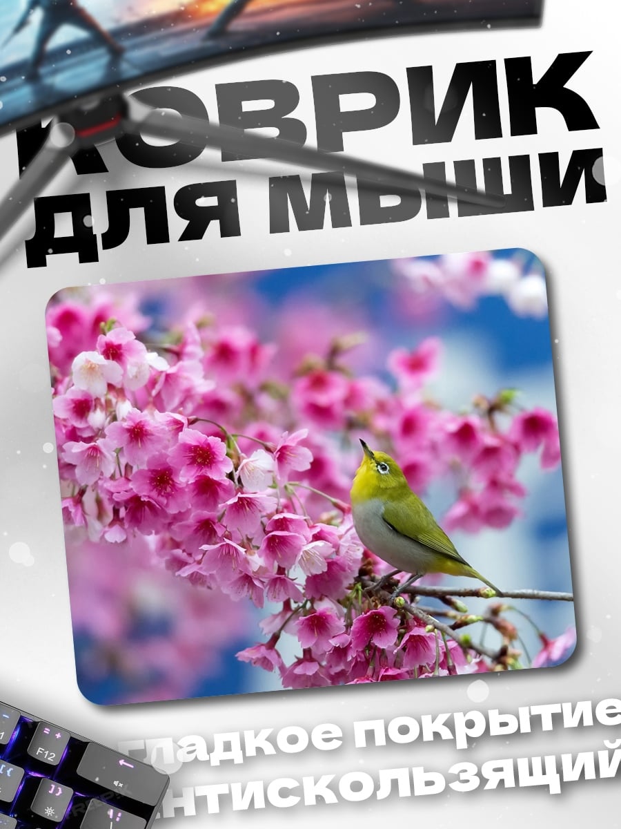 Коврик Птица на сакуре