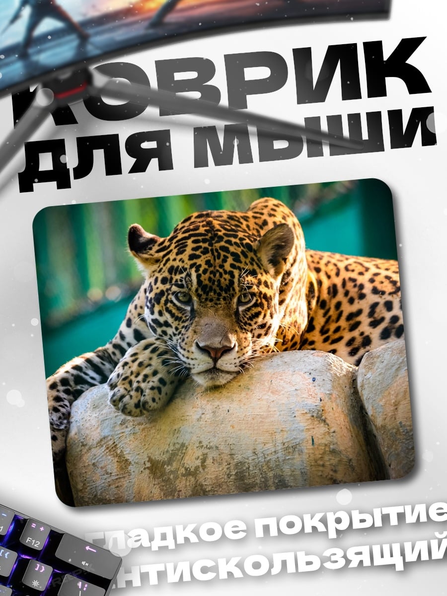 Коврик Леопард на камнях