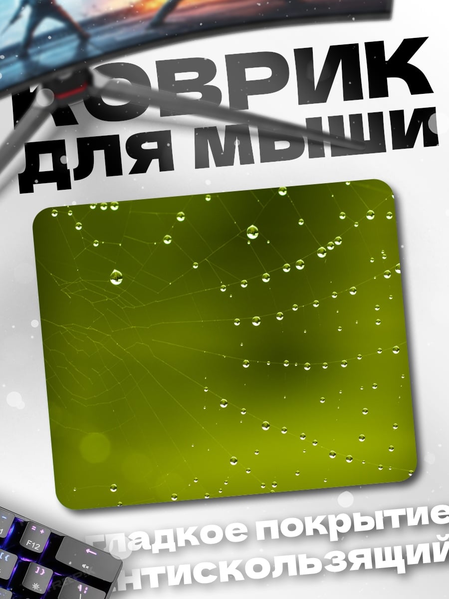 Коврик капли на паутине