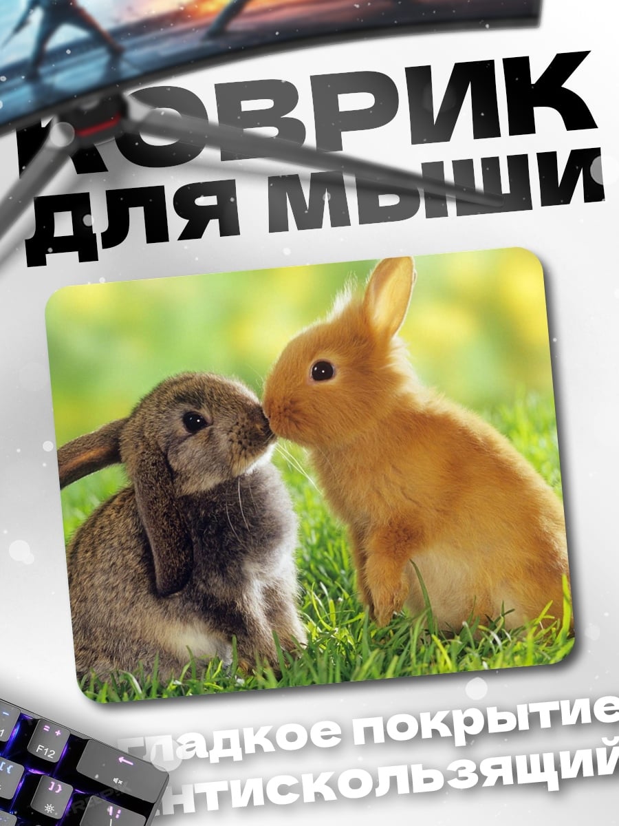 Коврик Два кролика на траве