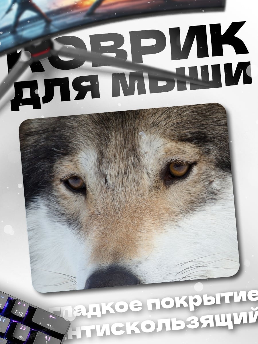 Коврик Крупный план волка