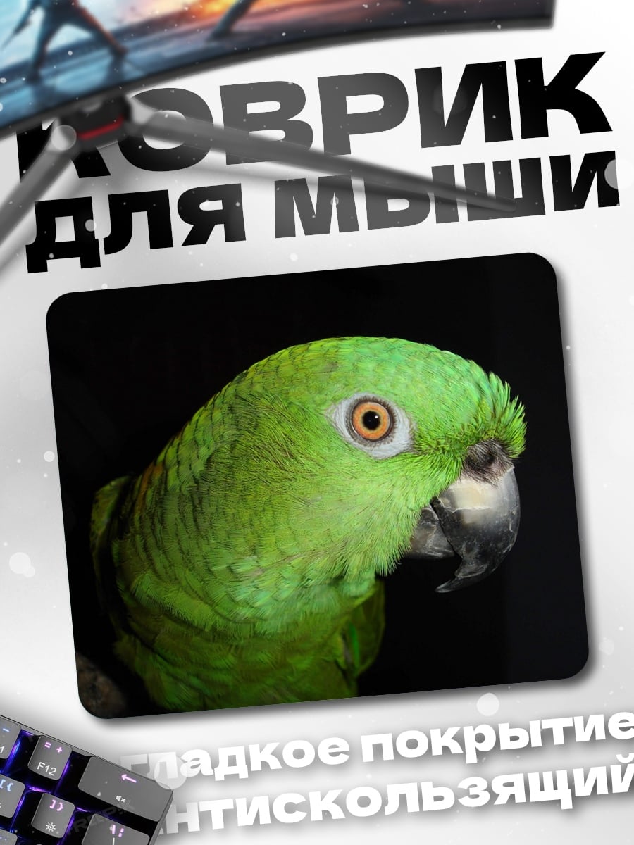 Коврик Зелёный попугай крупным планом