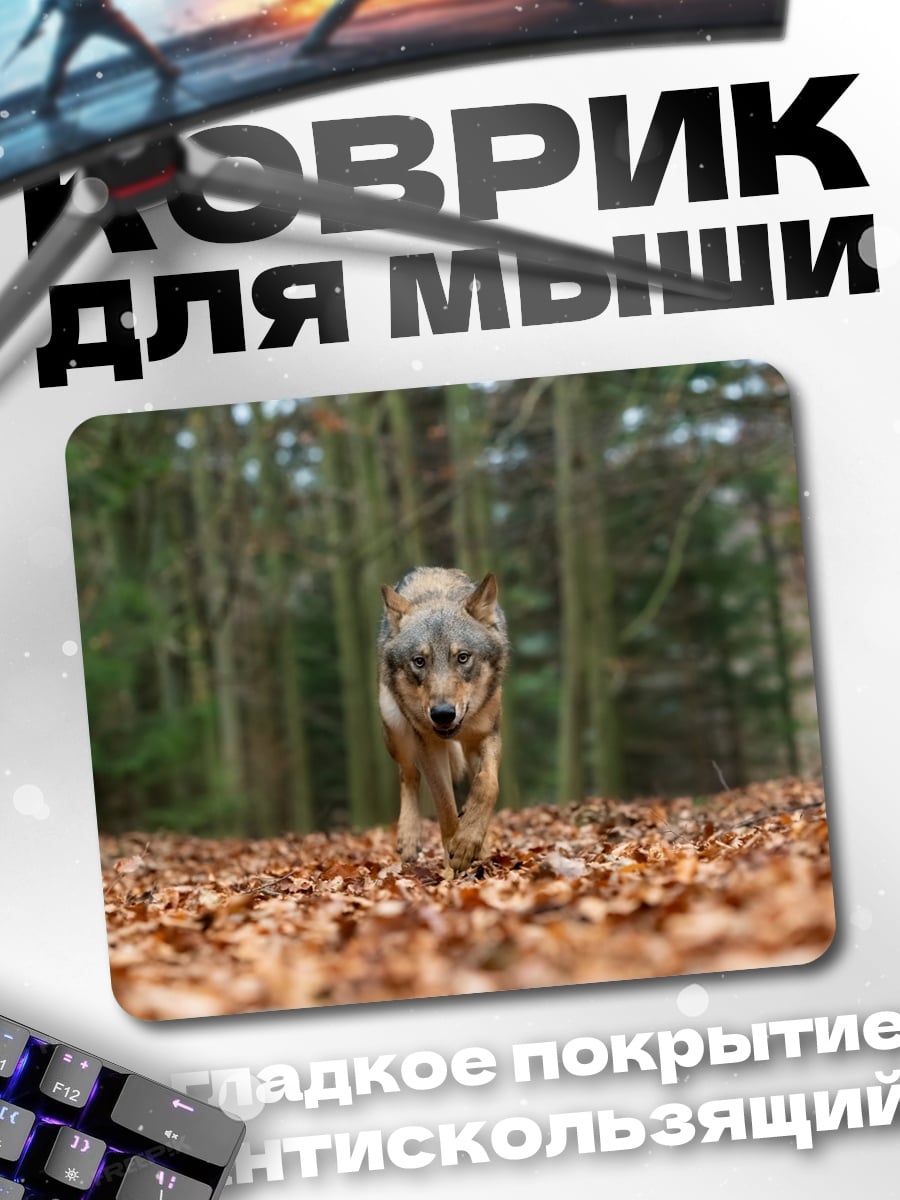 Коврик Волк в лесу