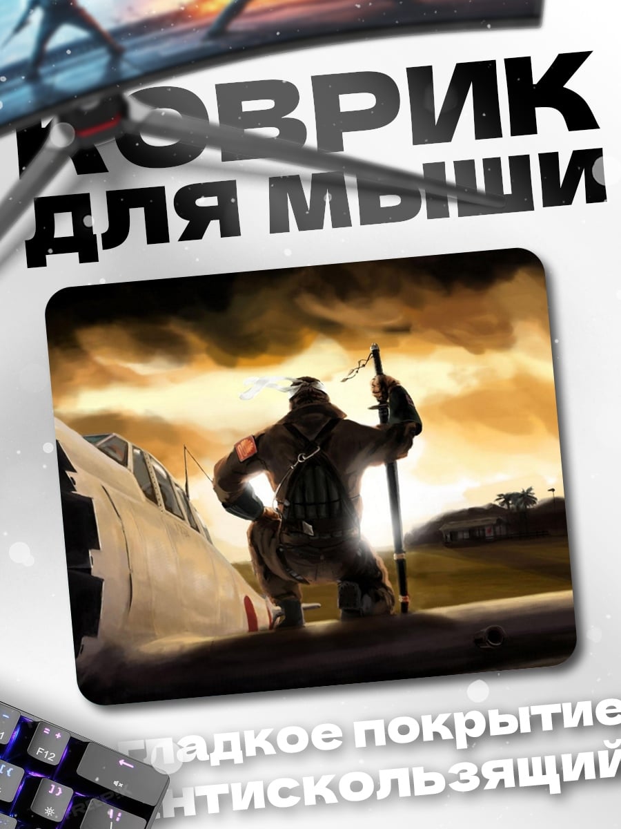 Коврик Пилот у самолета на закате