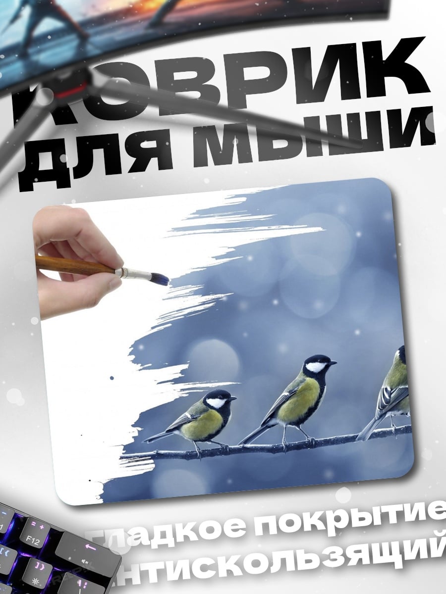 Коврик Зимние птицы рисунок
