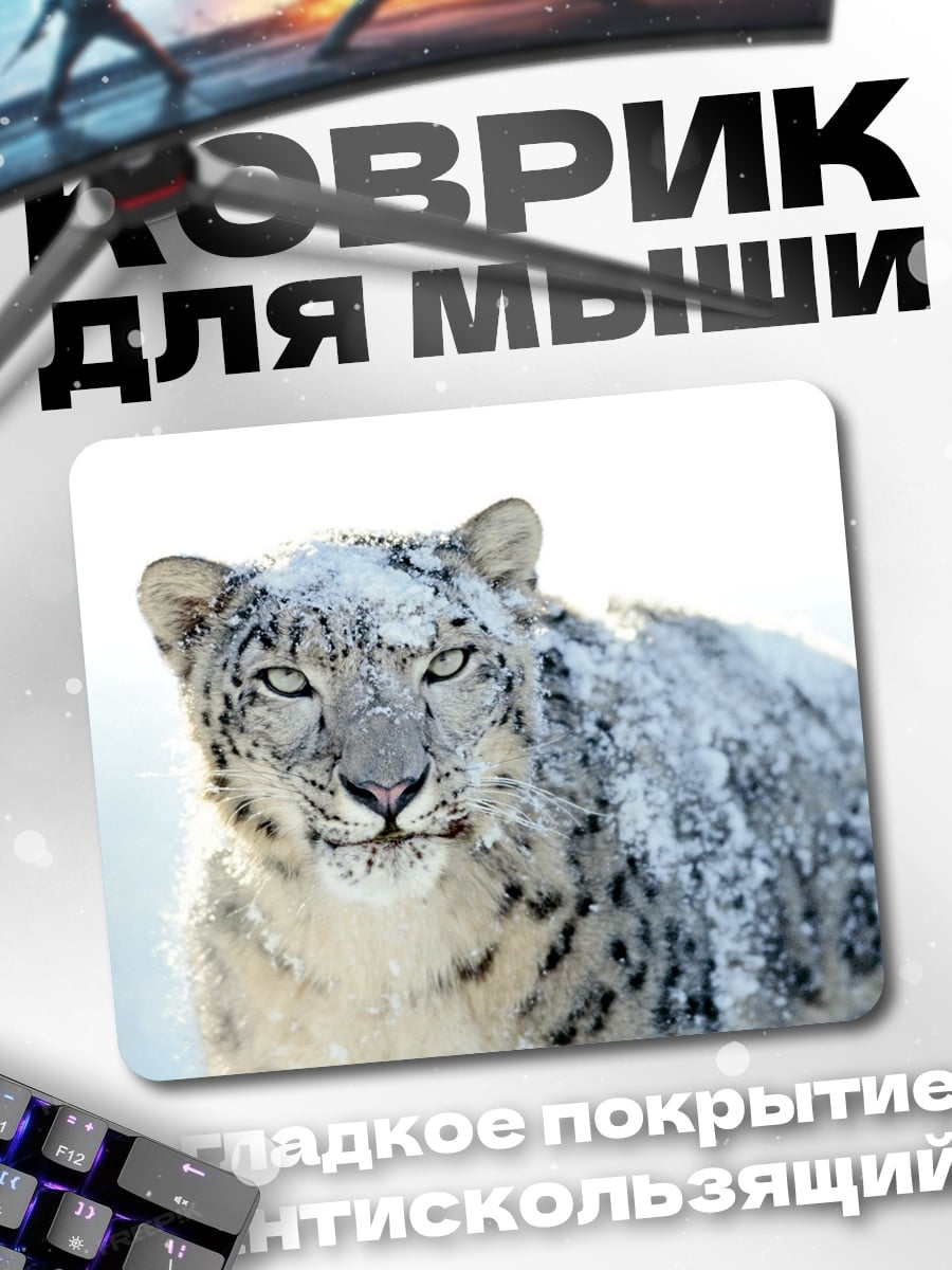 Коврик Снежный барс в снегу