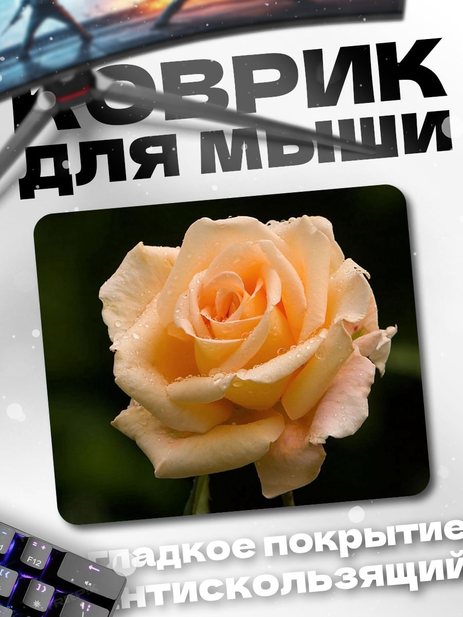 Коврик Нежная персиковая роза