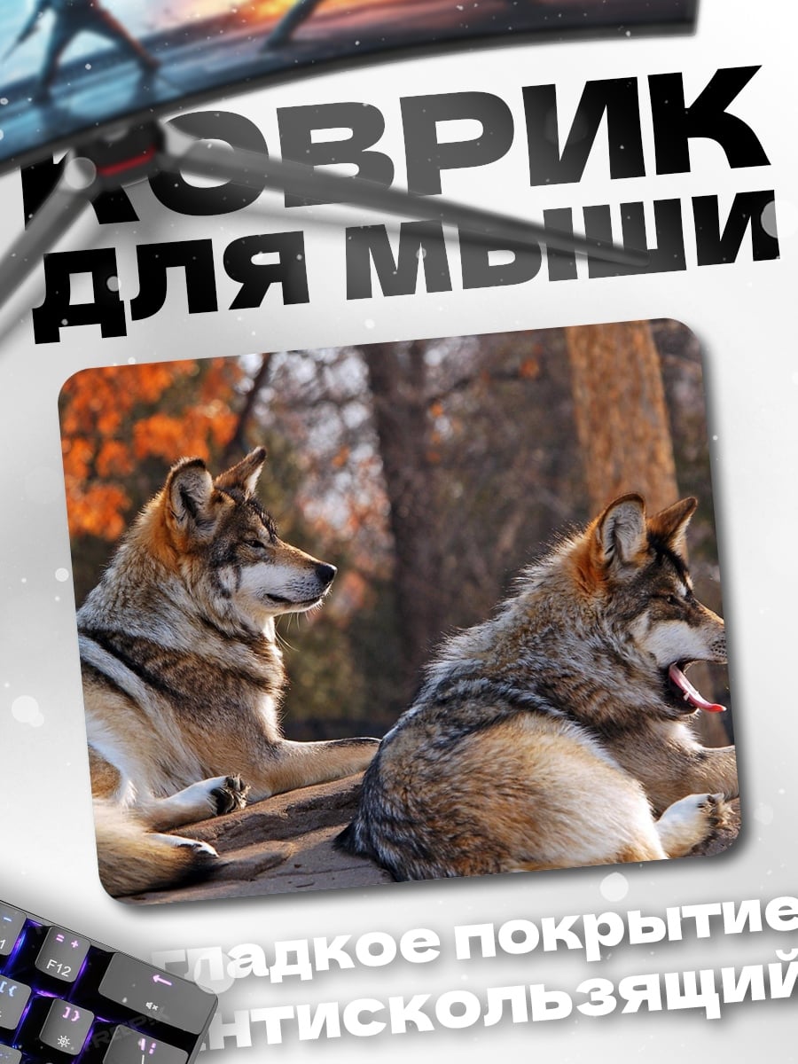Коврик Два волка лежат