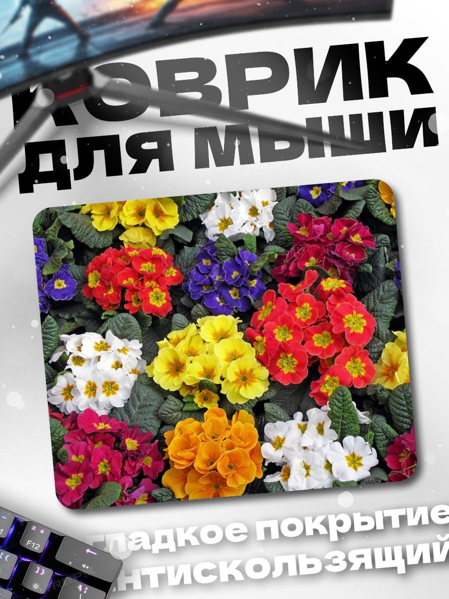 Коврик Яркие цветы примулы
