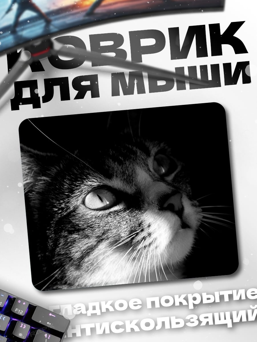 Коврик Черно-белый кот