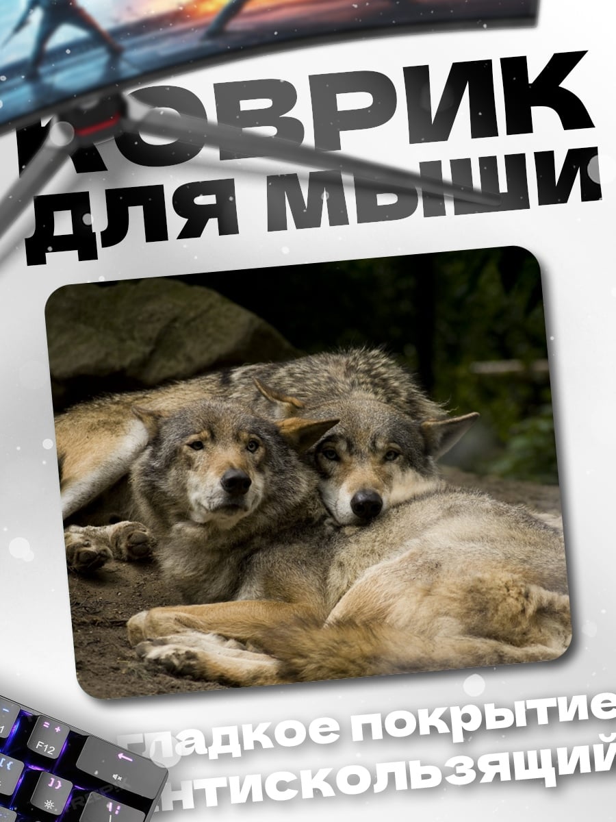 Коврик Два волка лежат
