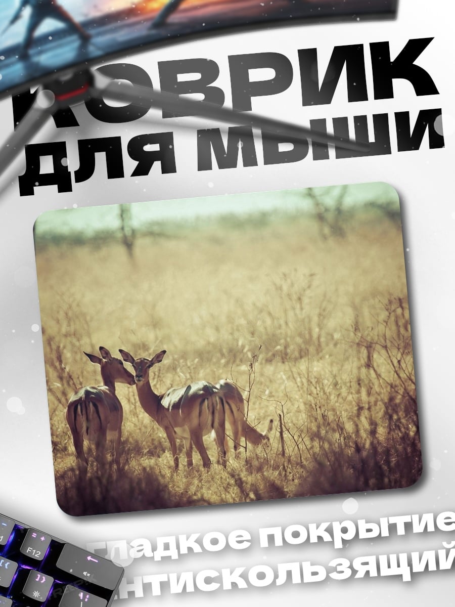 Коврик Две антилопы в траве