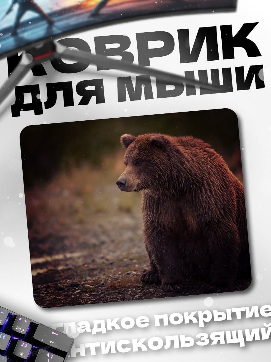 Коврик Бурый медведь сидит