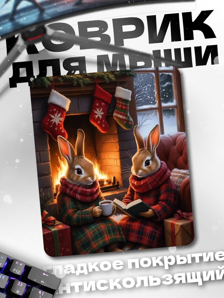 Коврик Кролики у камина