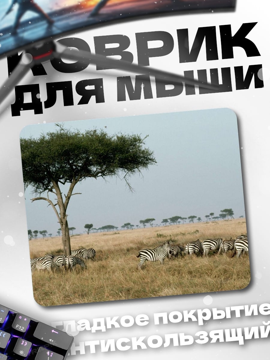 Коврик Зебры в саванне