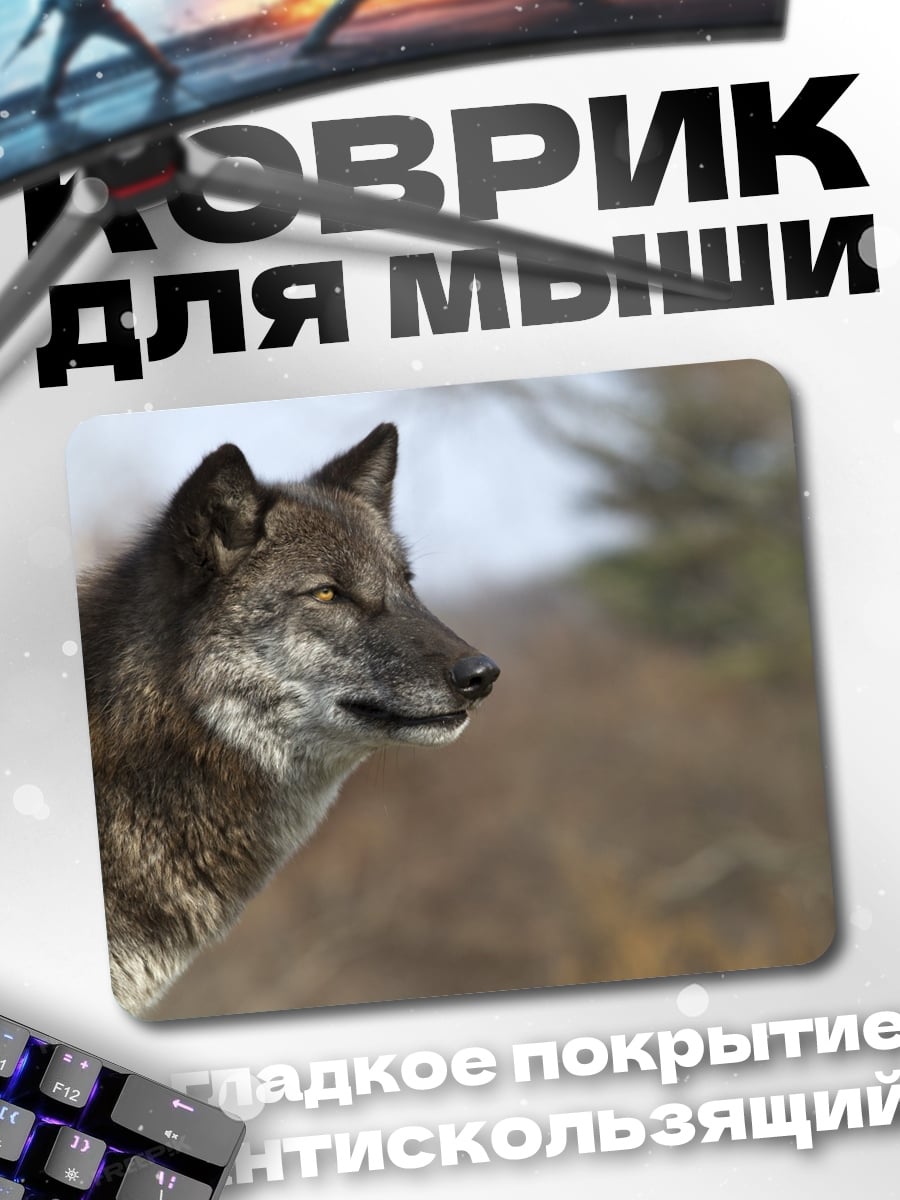 Коврик Дикий волк смотрит