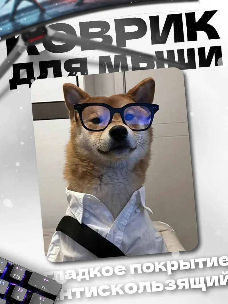 Коврик Шиба ину в очках