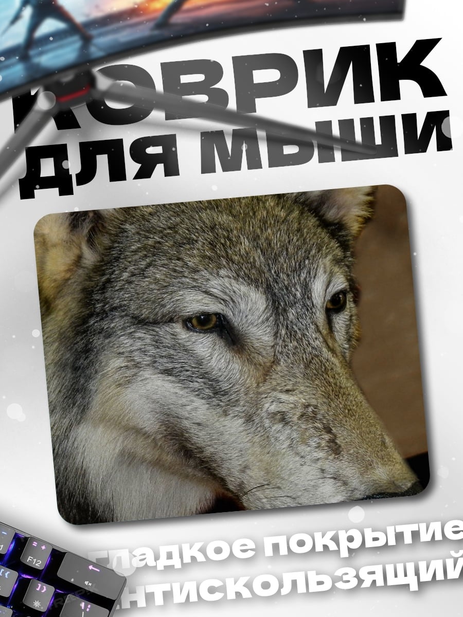 Коврик Волк крупным планом