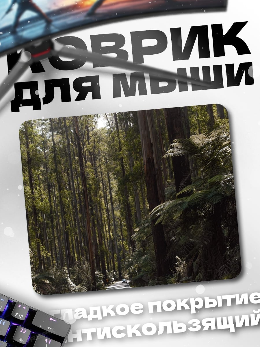 Коврик Мотоциклист в лесу