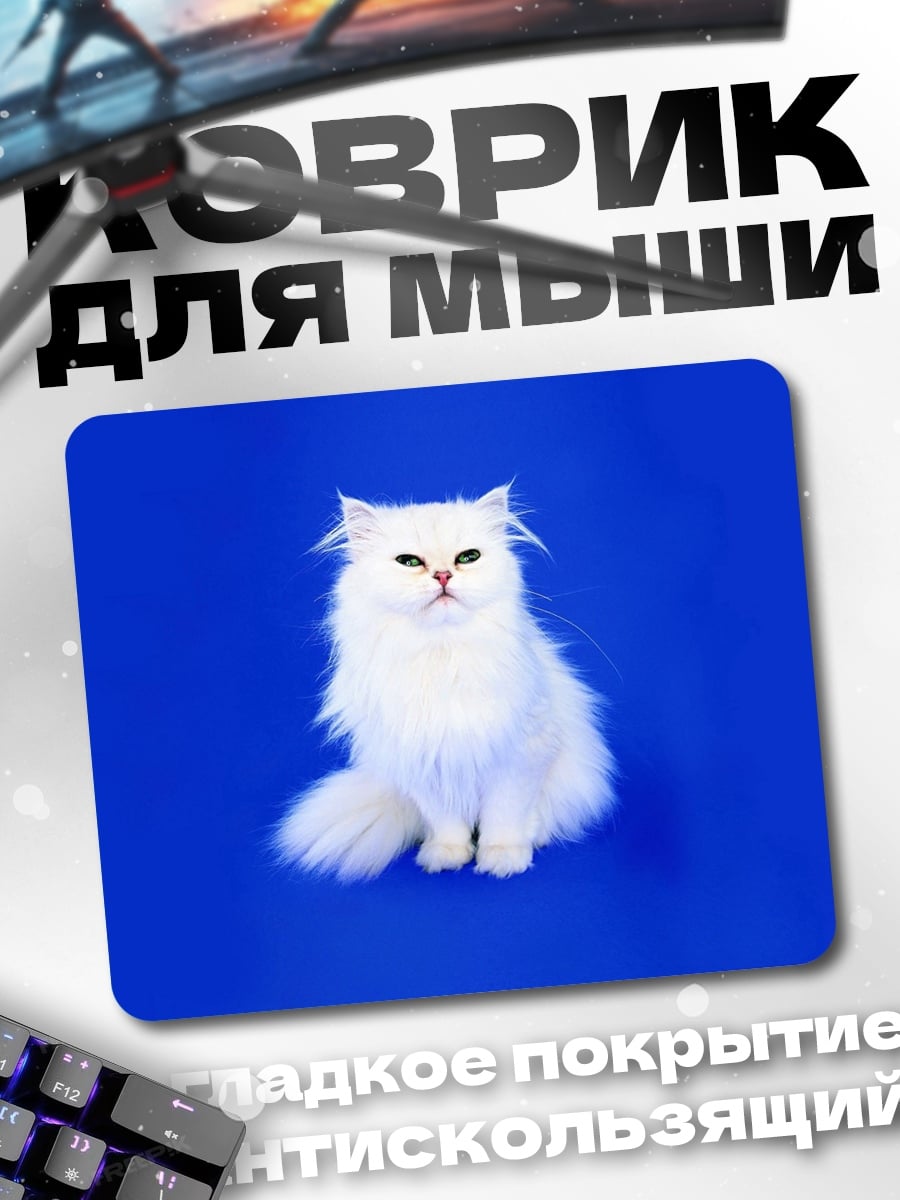Коврик белый персидский кот