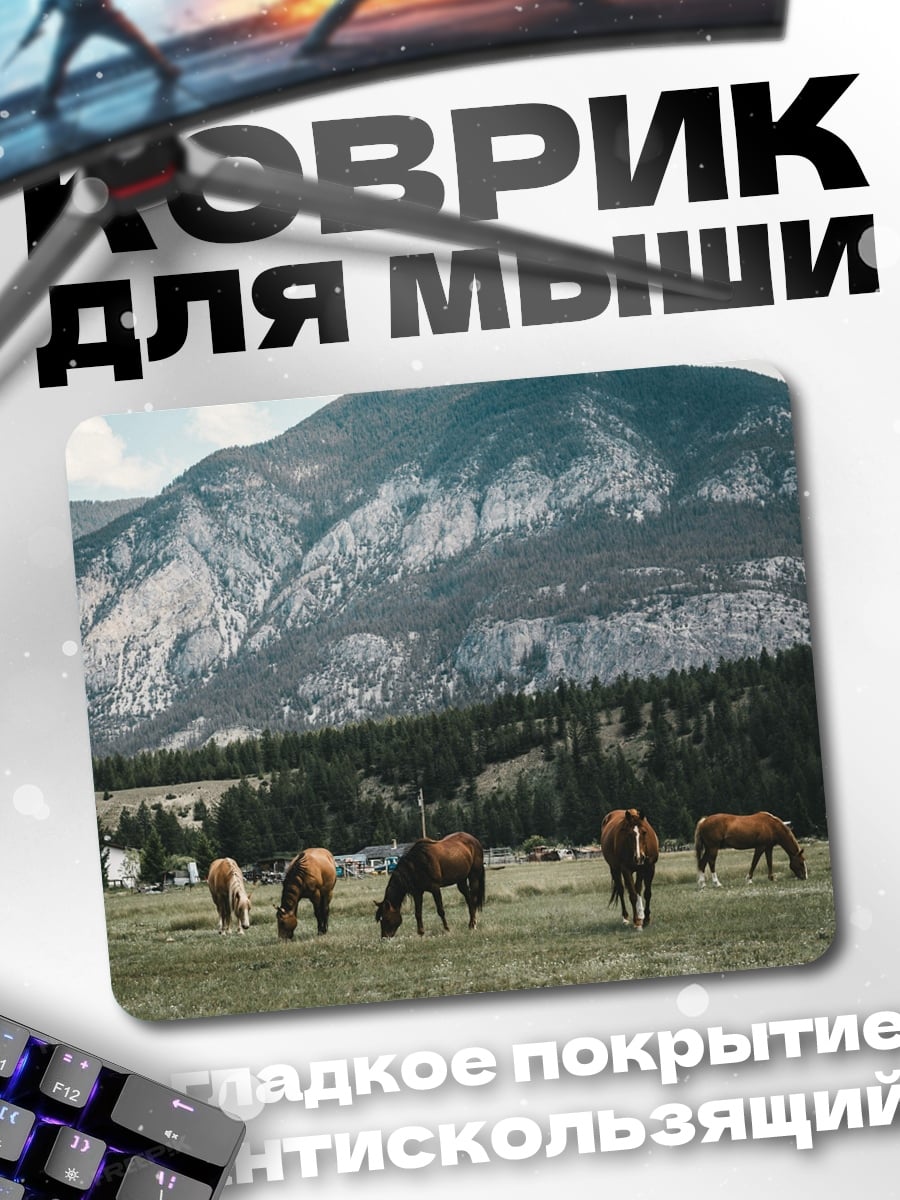 Коврик лошади в горах