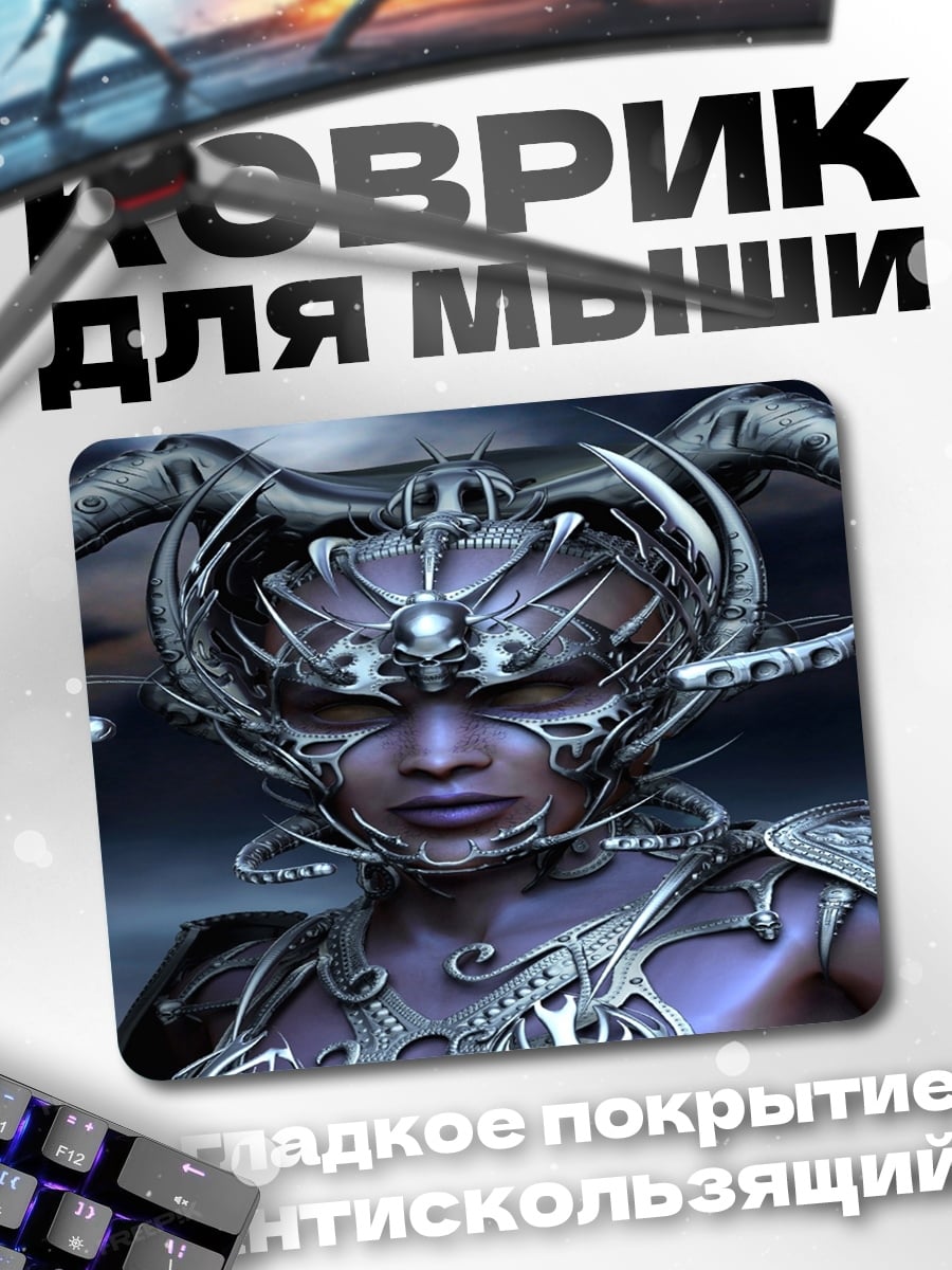 Коврик демоническая воительница в шлеме