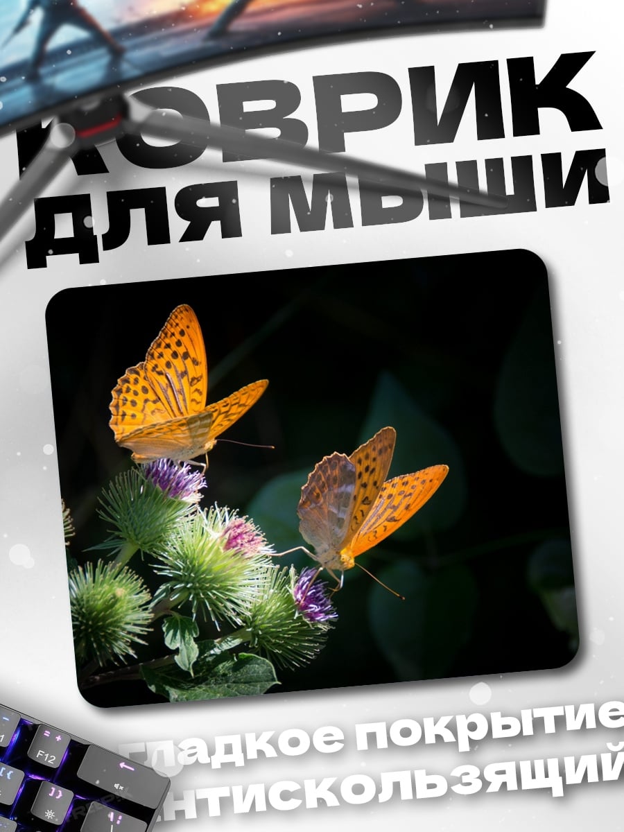Коврик Две оранжевые бабочки