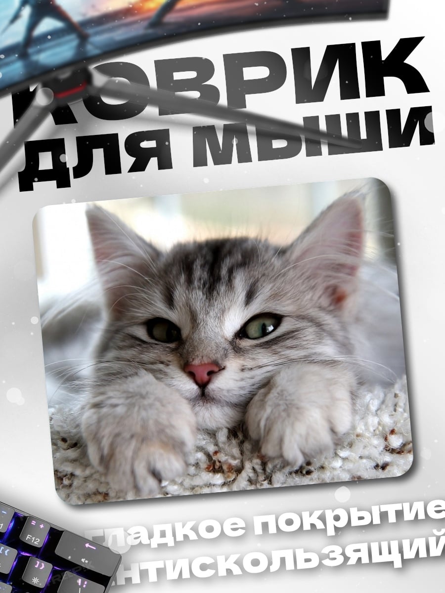 Коврик Пушистый кот лежит