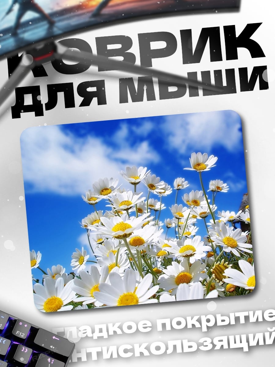 Коврик поле ромашек под небом