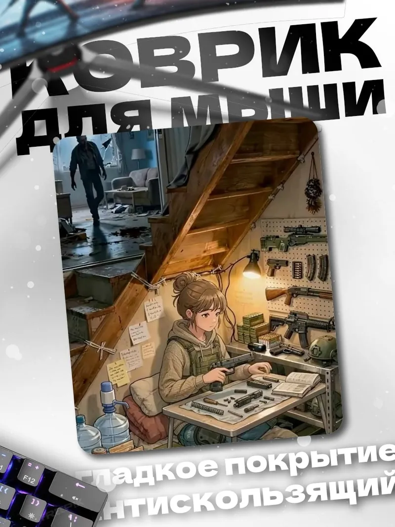 Коврик Девочка с оружием