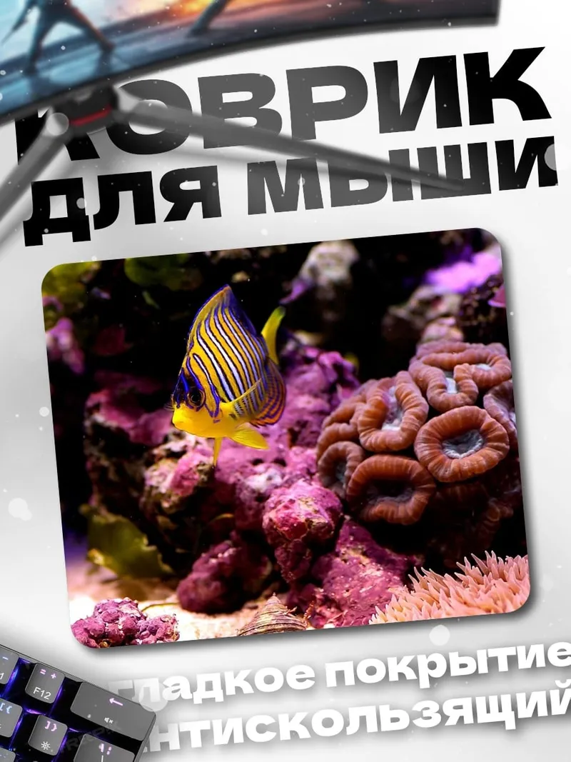 Коврик Рыбка ангел в кораллах
