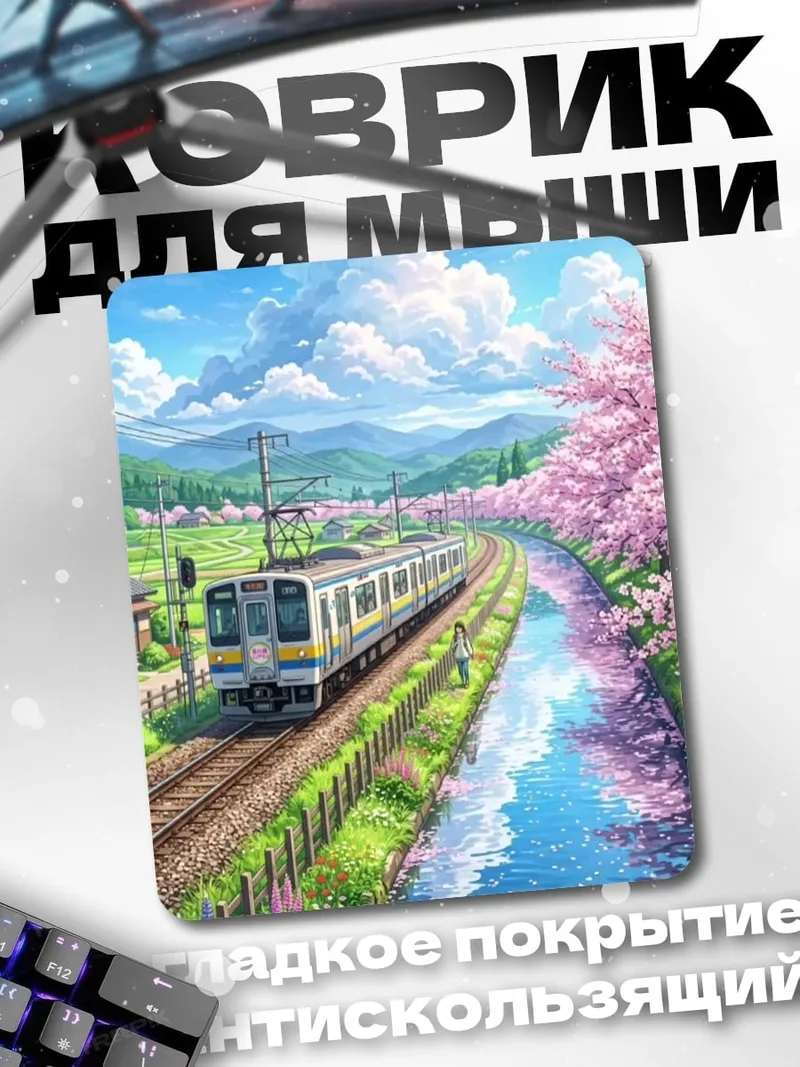 Коврик Поезд сакура