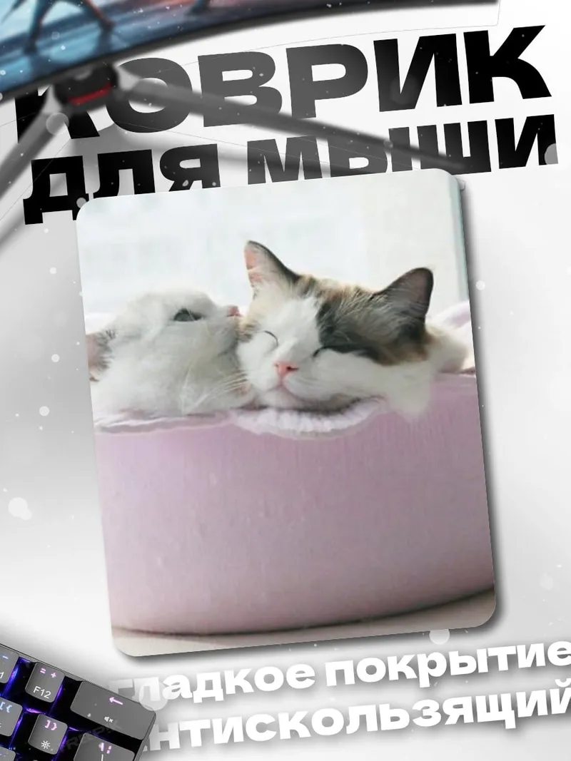 Коврик Два котенка в корзинке
