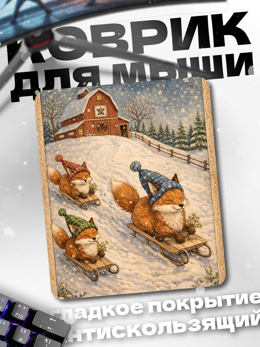 Коврик Лисы на санках