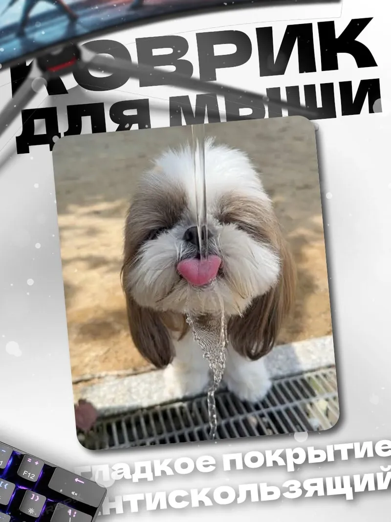 Коврик Шиба ину пьет воду