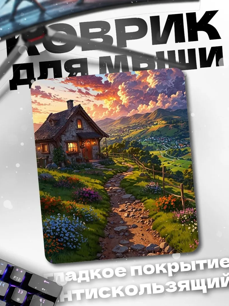 Коврик Домик на закате