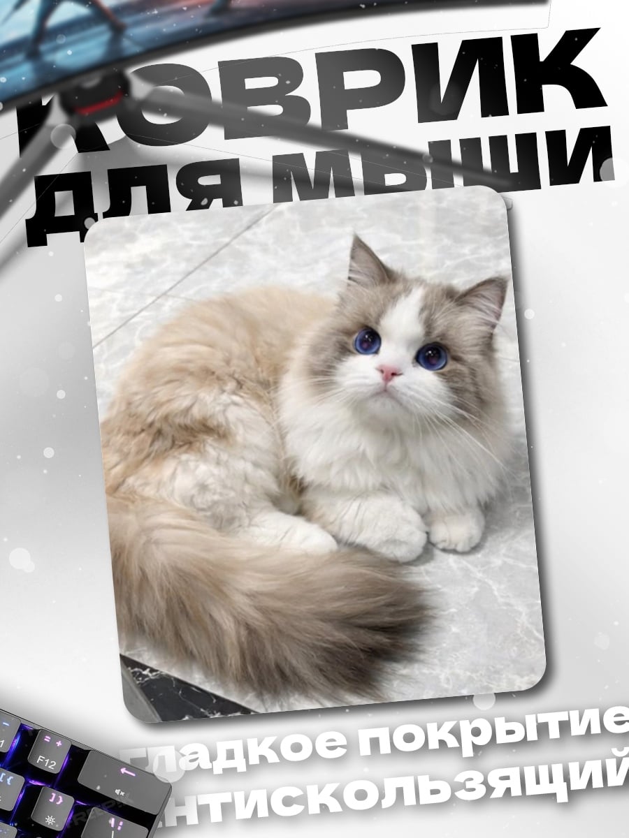 Коврик Пушистый кот лежит