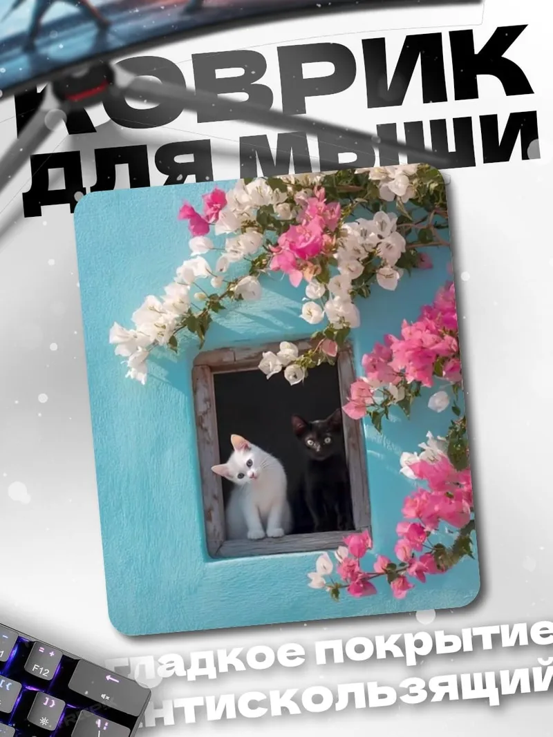 Коврик Два котенка в окне