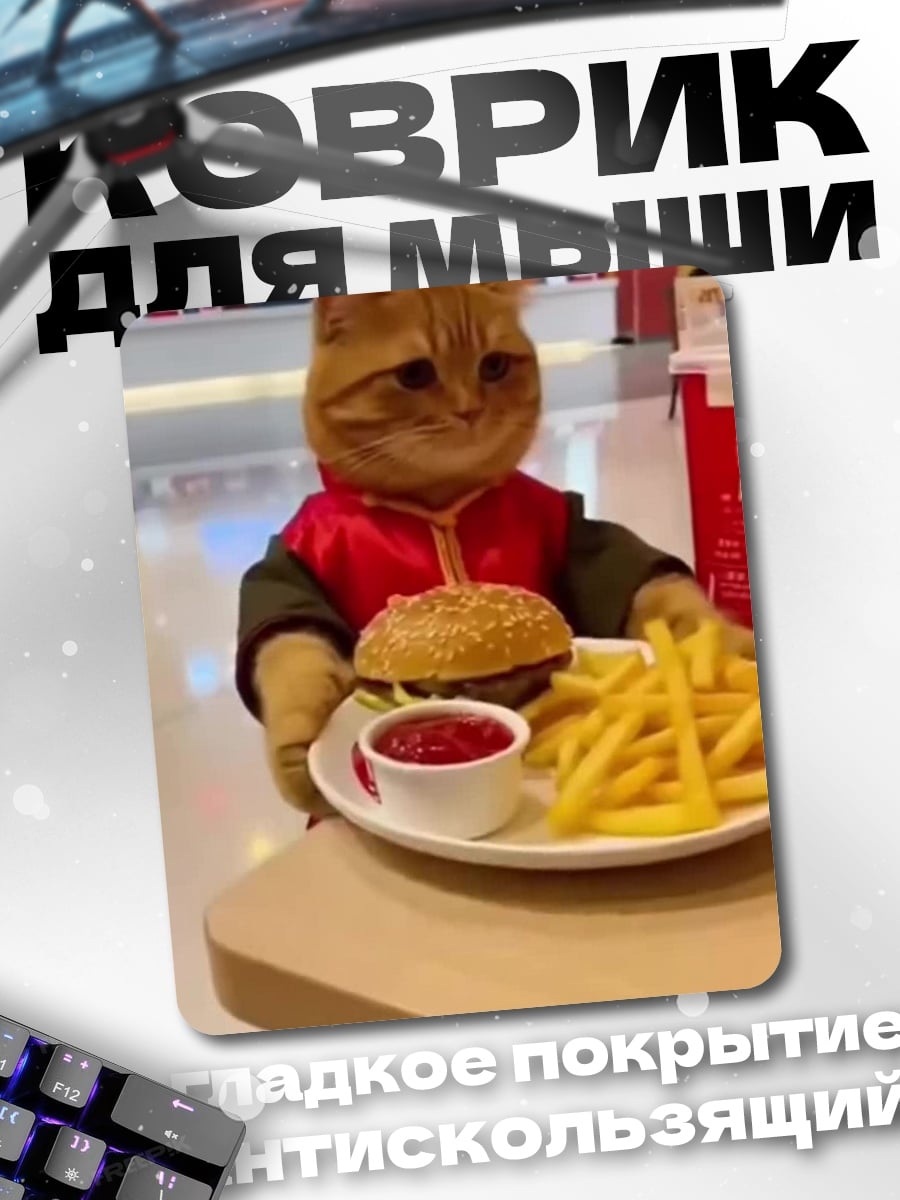 Коврик Кот с бургером