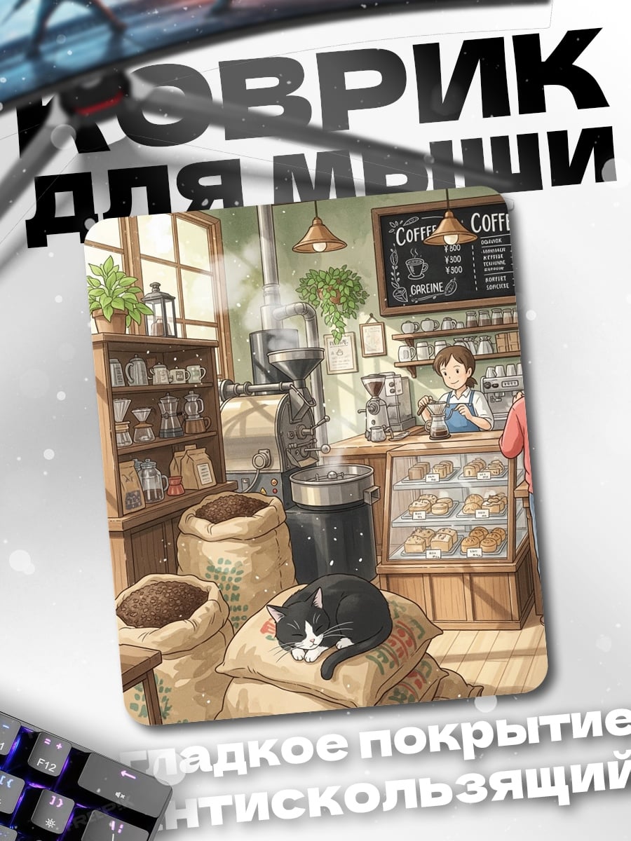 Коврик Кот в кофейне