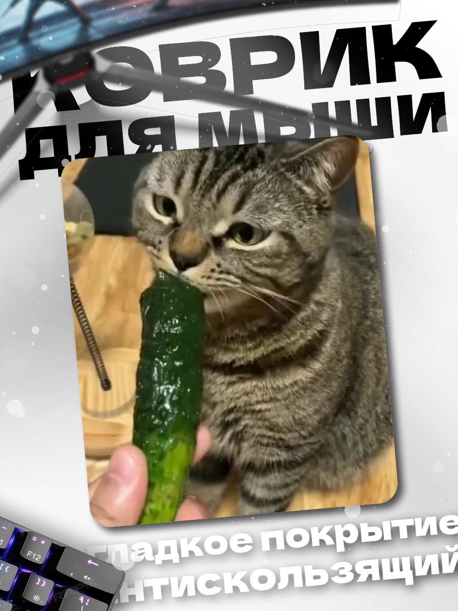 Коврик Кот с огурцом
