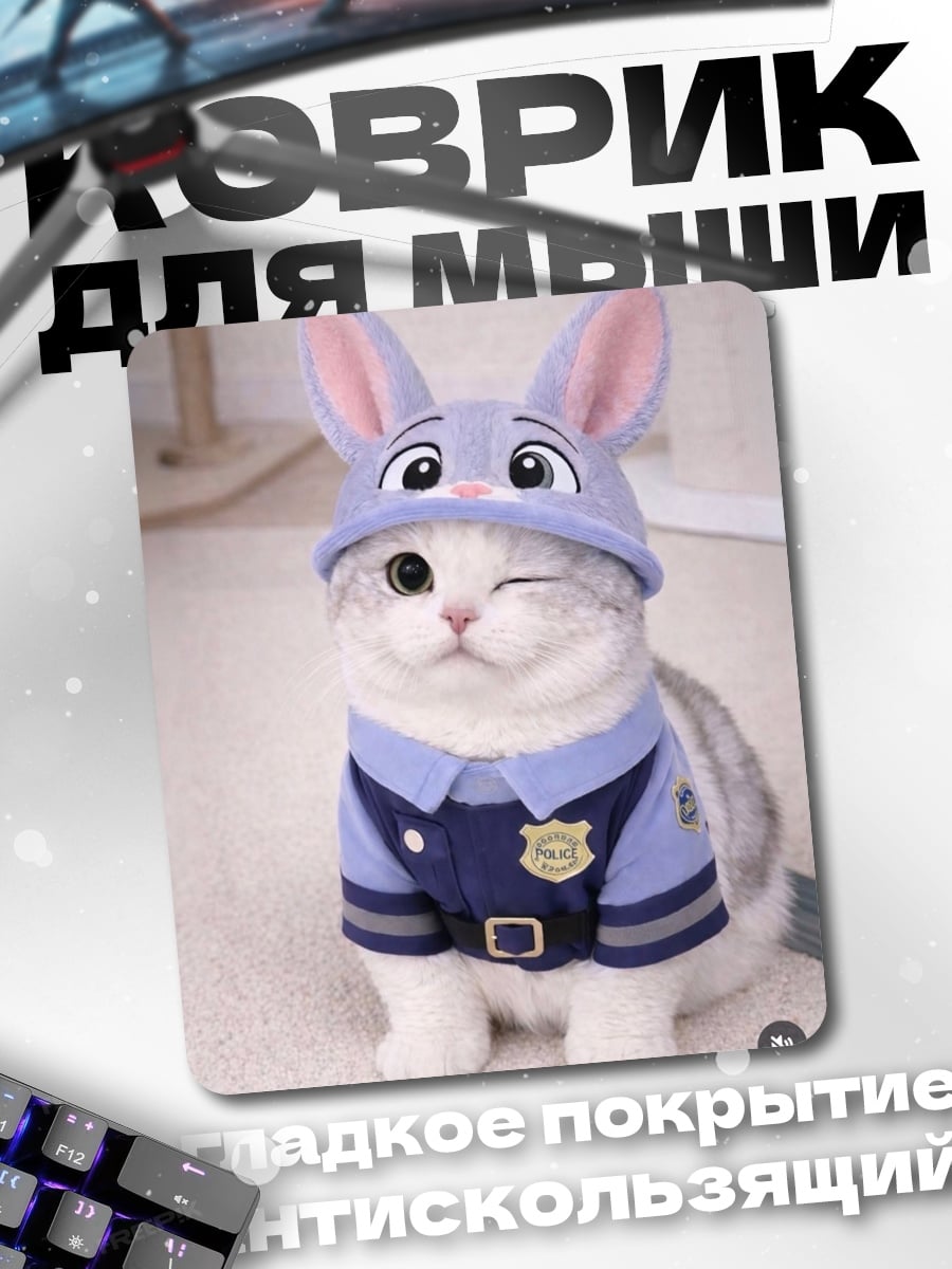 Коврик Кот в костюме полицейского